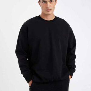 Oversize Fit Bisiklet Yaka Kalın Basic Sweatshirt