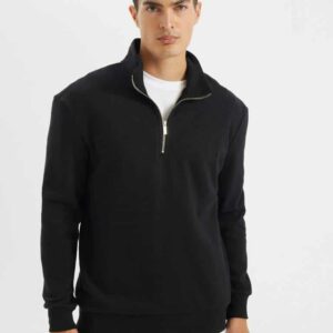 Comfort Fit Dik Yaka Fermuarlı Kalın Basic Sweatshirt